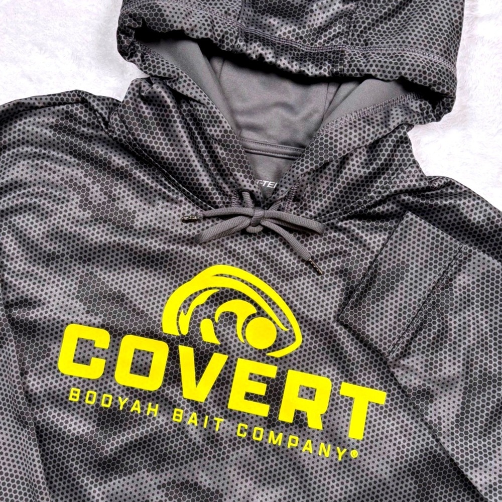 Booyah Bait Co Performance Hoodie Pullover Men L Grey Camo Hex Sport Tek Wicking